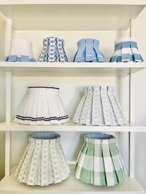 Box Pleat Blue & White Stripe Lampshade 100% Cotton - Etsy Lampshade Makeover, College House, Pillow Fabric, Guest Bed, Ric Rac, Knoxville Tn, Box Pleats, Chic Home, Diy Arts And Crafts