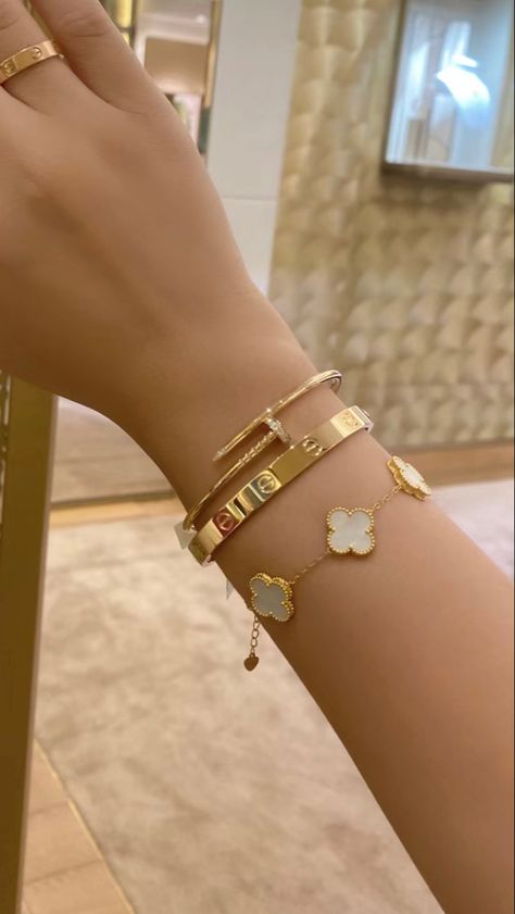 gold on gold van cleef arpels bracelet paired with cartier bracelet arab gold style Cartier Armband, Random Clothing, Gelang Manik-manik, Expensive Jewelry Luxury, Wrist Jewelry, Luxe Jewelry, Gelang Manik, Jewelry Accessories Ideas, Elegante Casual