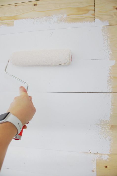 How To Paint Shiplap, How To Paint Shiplap Walls, Best Paint Brand, Painting Plywood, Paint Stained Wood, Tounge And Groove, Paneling Makeover, Distressing Chalk Paint, Painting Shiplap