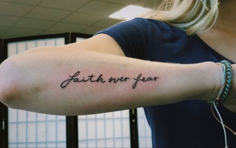 10+ Faith Over Fear Tattoo Design Ideas for Men & Women – EntertainmentMesh Faith Over Fear Tattoos, Faith Over Fear Tattoo For Women, Aa Prayers, Faith Over Fear Tattoo, Faith Tattoo Designs, Tatts Ideas, Tattoo Stars, Tattoos Placement, Faith Tattoos