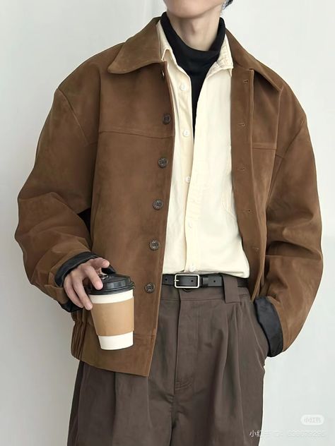 Earth Tone Outfits Men Casual, Earth Tone Outfits Men, Brown Pants Outfit, Parker Outfit, Academia Aesthetic Outfit, Black Outfit Men, Gender Fluid Fashion, Sixth Form, Outfit Inspo Casual