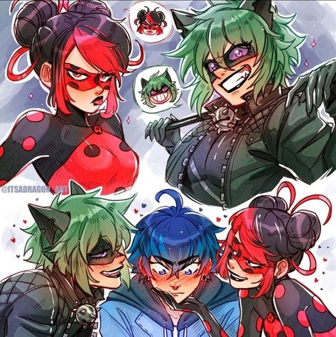 Ladybug And Cat Noir Chibi, Mlb Ship Fanart, Lukadrinette Fanart, Mlb Chat Noir Fanart, Miraculous Lady Noir Fanart, Ladychat Fanart, Miraculous Oc Ideas, Cartoon Ships Fan Art, Luka Miraculous Ladybug Fan Art