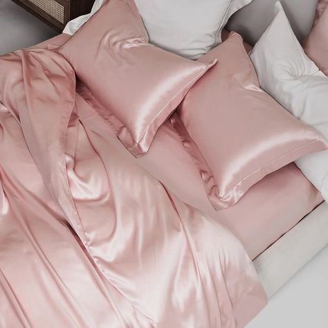 vision board 2023 ; pink pilates princess ; clean girl ; aesthetic ; skincare ; makeup ; glossier ; haircare ; dior ; pink sheets ; silk ; bed Pink Bed Sheets, Beautiful Bed Designs, Silk Bed Sheets, Silk Duvet Cover, Pink Sheets, Pink Pilates, Silk Sheets, Satin Bedding, Satin Sheets