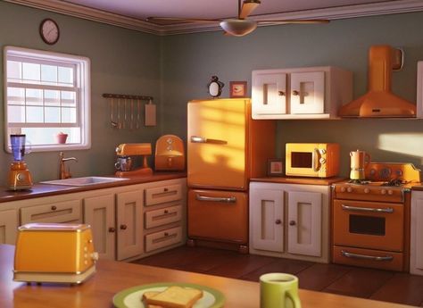 Cartoon House, Kitchen Models, Mini Things, 3d Modelling, Blender 3d, Environmental Art, Interior Art, My New Room, 3d Design