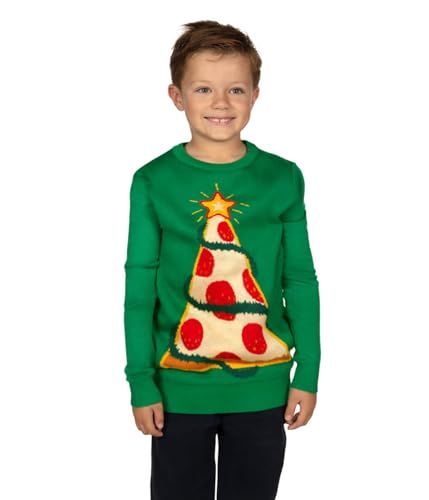 Tipsy Elves Christmas Sweaters for Children - Cute and Tacky Boys and Girls Kid's Holiday Pullovers Pizza Tree, Ugly Sweater Day, Elves Christmas, Boys Christmas Outfits, Kids Christmas Sweaters, Tipsy Elves, Tree Sweater, Get Funky, Ugly Sweater Party