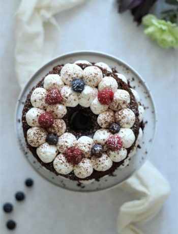 Torta al cioccolato, lamponi e more - Tenerina alla frutta