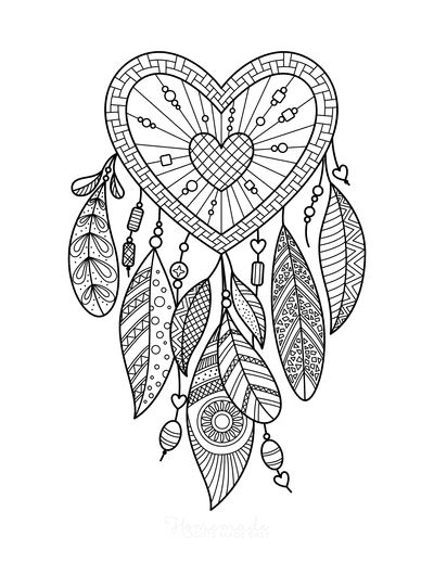 Dream Catcher Coloring Pages, Dream Catcher Drawing, Horse Tattoos, Tattoo Coloring Book, Herz Tattoo, Heart Coloring Pages, صفحات التلوين, Free Adult Coloring Pages, Fall Coloring Pages