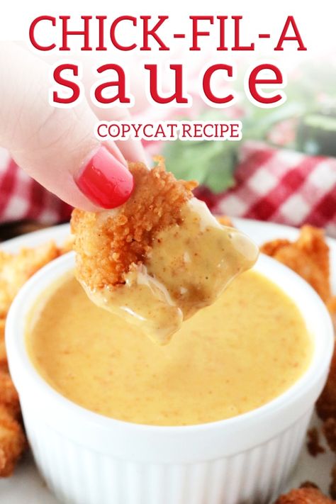 A Chick-Fil-A Sauce Recipe that tastes like a carbon copy of the real thing! Uncover what's in Chick-Fil-A Sauce and how to easily make it at home. #chickfila #chickfilasauce #dippingsauce #sauce #dip Honey Mustard Recipes, Chick Fil A Sauce, Carbon Copy, Copykat Recipes, Copycat Restaurant Recipes, Bbq Sauce Homemade, Chick Fil A, Homemade Sauce, Chicken Nuggets