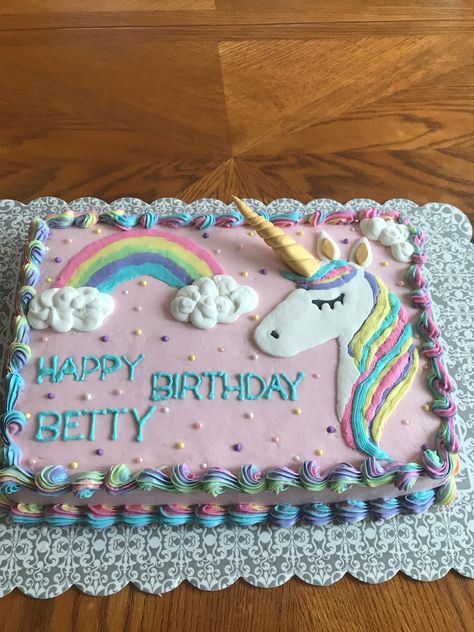 Sheet Cake Unicorn Ideas, Unicorn Birthday Cake Rectangular, Unicorn Theme Sheet Cake, Rectangular Unicorn Cake, Unicorn Sheet Cake Ideas Easy, Sheet Cake Unicorn, Unicorn Cake Sheet Cakes, Diy Unicorn Sheet Cake, Unicorn Birthday Sheet Cake Ideas