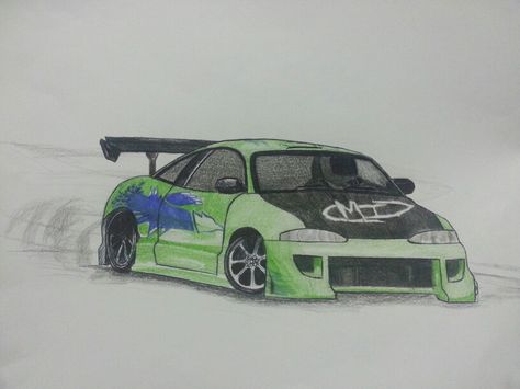 This is a favorite car of his friend, then he ask me to draw a Mitsubishi Eclipse do give him in your birthday :) Mitsubishi Eclipse Drawing, Mitsubishi Eclipse, Car Drawings, Oil Pastel, Ask Me, To Draw, Toy Car, Pastel, Drawings