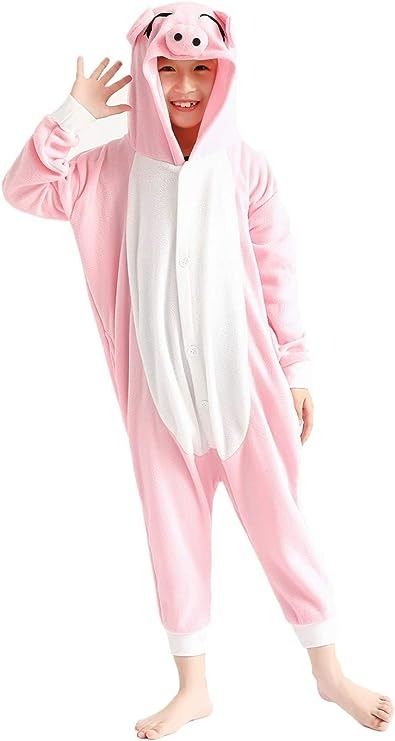 Unisex Kids Onesie Animal Cosplay One-Piece Pajamas Christmas Halloween Costumes Pink Pig Cheap Pink Onesie For Bedtime, Baby Shark Onesie Adult, Kawaii Pajamas Onesies, Pig Onesie, Onesie Pajamas Women Animel Cute, Pig Costumes, One Piece Pajamas, Christmas Pajamas, Onesies