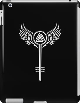 Slim impact-resistant polycarbonate case with protective lip and full access to device ports. Vibrant colors embedded directly into the case for longevity. Available for iPad 4/3/2. Shieldmaiden Valkyrie symbol with Odins Valkknut and wings. For lovers of Nordic, Germanic and pagan mythology, magical runes, Celtic knots, Odin, Thor, Freya, Loki, Asgard & Walhalla. Valkyrie Symbol, Loki Asgard, Magical Runes, Runes Celtic, Pagan Mythology, Odin Thor, Ipad Snap, Shield Maiden, Celtic Knots