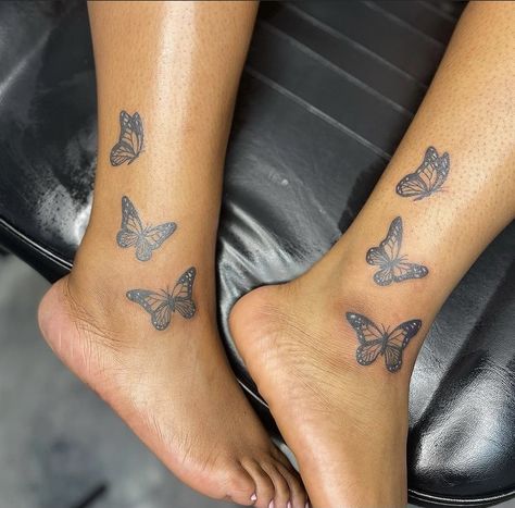 Tattoos Baddie, Butterfly Foot Tattoo, Butterfly Ankle Tattoos, Baddie Tattoo Ideas Female, Calf Tattoos For Women, Baddie Tattoo Ideas, Baddie Tattoos, Female Tattoo Artist, Cute Foot Tattoos