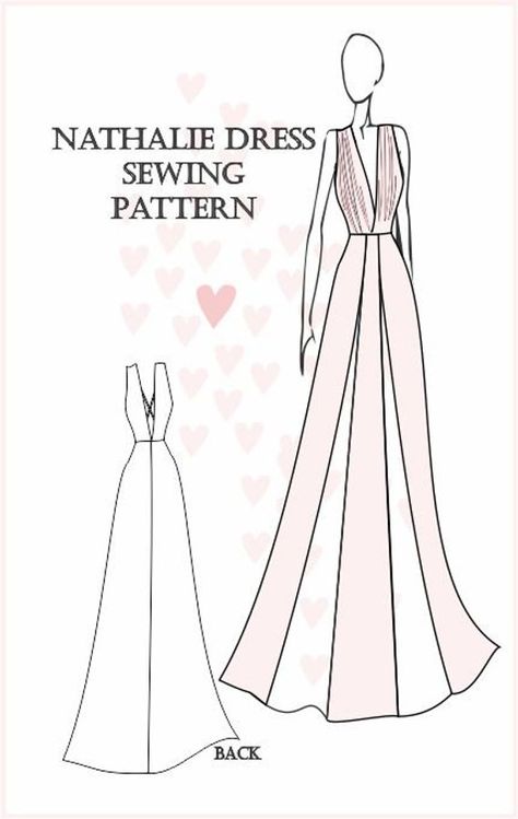 Sewing Pattern: Nathalie Dress Diy Prom Dress Pattern, Evening Gown Pattern, Wedding Dress Sewing Patterns, Prom Dress Pattern, Gown Sewing Pattern, Formal Dress Patterns, Sewing Wedding Dress, Diy Wedding Dress, Wedding Dress Patterns