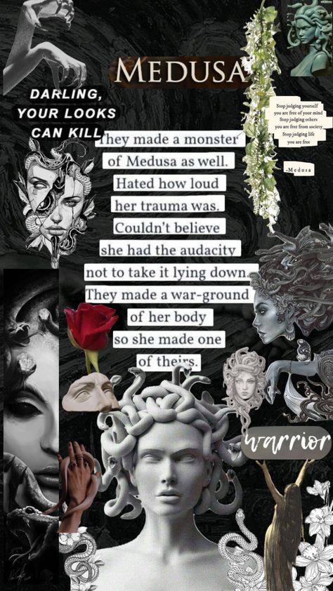 Medusa Bedroom, Medusa Lockscreen, Medusa Aesthetic, Medusa Wallpaper, Medusa Story, Eros And Psyche, Pearl Wallpaper, Quote Collage, Medusa Art