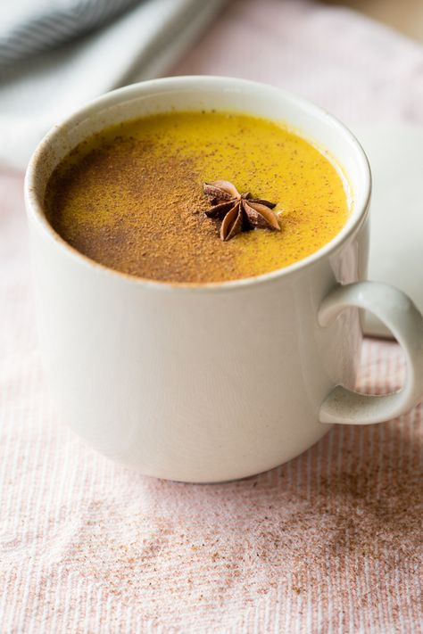 Golden Milk Recipe (Vegan, GF) - Easy Turmeric Latte | The Worktop Turmeric Milk Aesthetic, Golden Turmeric Latte, Milk And Honey Drink, Healthy Morning Drinks, Pumpkin Milk, Golden Latte, Golden Milk Recipe, Turmeric Drink, Turmeric Paste