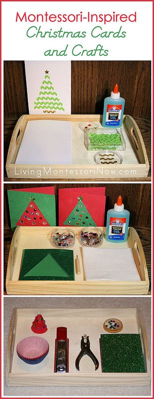 Simple ideas for preparing Montessori-inspired trays for Christmas cards and crafts (and for turning regular craft activities into Montessori-oriented activities). Post also includes the Montessori Monday link-up collection. Montessori Christmas, Waldorf Handwork, Waldorf Preschool, Montessori Work, Christmas Units, December Activities, Montessori Art, Montessori Practical Life, Montessori Preschool