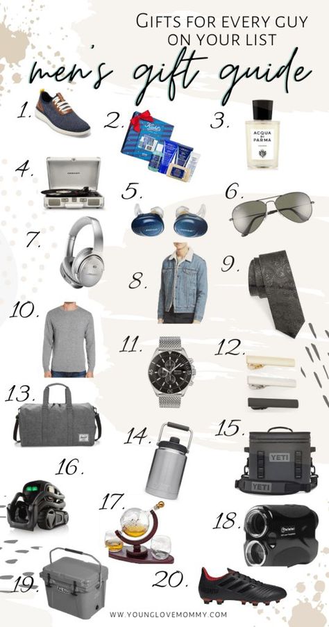 Top Gift Ideas for Men at any age and budget. This men's gift guide features gifts for dads, spouses, brothers, uncles and male friends at all price points. Male Friends, Gifts For Dads, Gift Guide For Him, Diy For Men, Best Gifts For Men, Unique Birthday Gifts, Birthday Gift For Him, Mens Birthday Gifts, Gift Ideas For Men