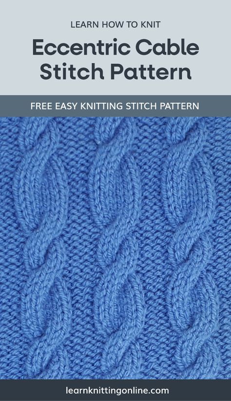 Cable Knit Sweater Pattern Free, Knit Stitch Patterns Cables, Cable Stitch Knit, Cable Stitch Pattern, Types Of Knitting Stitches, Cable Sweater Pattern, Knitting Space, Cable Knit Sweater Pattern, Beanie Knitting Patterns Free