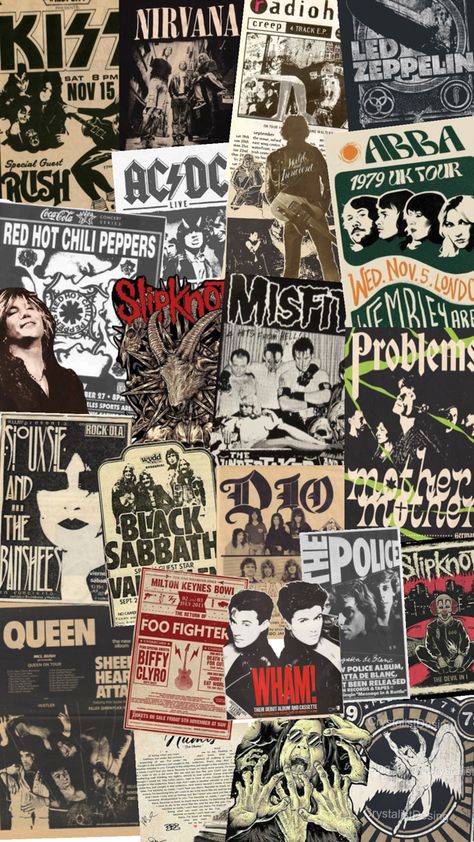 rock Rock Collage Wallpaper, Rockstar Aesthetic Wallpaper, Rock Wallpaper, Band Wallpaper, Rock Poster Art, Rock Aesthetic, Rockstar Aesthetic, Band Wallpapers, Wallpaper Dark