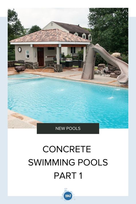 All concrete pools are not the same! Here at Browning, we often refer to a concrete swimming pool as a gunite swimming pool. Gunite is a form of concrete that is applied to a surface pneumatically. The formula for concrete in a gunite application has a higher percentage of cement and a lower percent Concrete Pools, Gunite Swimming Pool, Concrete Swimming Pool, Pool Renovation, Swimming Pools Inground, Concrete Pool, Pool Coping, Blue Pool, Coping Stone