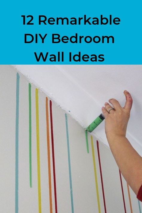 Grab a paint brush, or even a syringe, for these cool bedroom wall ideas. #walldecor #homedecor #homeimprovement Wall Painting Ideas For Art Studio, Fun Bedroom Wall Ideas, Artistic Bedroom Ideas Creative, Hallway Wall Paint Ideas, Decorative Painted Walls, Paint Ideas For Bedroom Walls Diy Art, Long Wall Painting Ideas, Creative Painted Walls, Multi Color Wall Paint Ideas