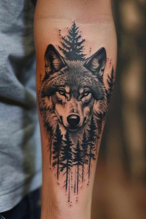 Wolf Tattoo Wrist, Half Sleeve Wolf Tattoo For Men, Men Tattoo Wolf, Inner Forearm Cover Up Tattoo Men, Wolf Floral Tattoo Design, Viking Tattoos Wolf, Wolf Tattoo For Women Back, Wolves And Women Tattoo, Wolf Tattoos Men Forearm