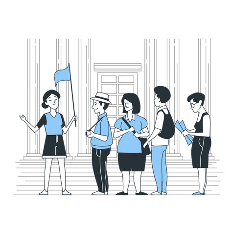 Illustration Job, Museum Guide, Create A Story, Png Illustration, Flat Design Illustration, Tourist Guide, Small Hand Tattoos, City Illustration, Guided Drawing