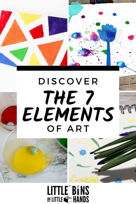 Doing art with kids at home or in the classroom? Then you will want to think about the 7 elements of art! Explore what the 7 elements of art are, why they are important and helpful tips for how to teach them to kids. Plus, you’ll find examples of fun and easy art projects you can use! Make sure to download the free 7 Elements of Art printable below. Elements Of Art For Preschool, Elements Of Art Preschool, Teaching Art To Kindergarteners, Space Art Element Projects, Teaching Art To Preschoolers, Art Elements For Kids, 7 Art Elements, Art Lessons For Preschoolers, Elements Of Art For Kindergarten