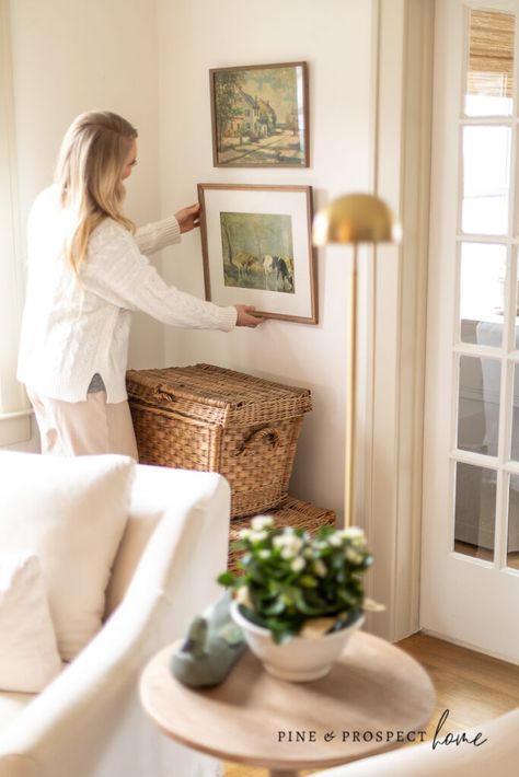 Homemaking Room Fridge, Pine And Prospect Home, Pine And Prospect, Tranquil Home, Thrifted Decor, English Cottage Decor, Antique Wicker, Wicker Dining Chairs, Farmhouse Inspiration