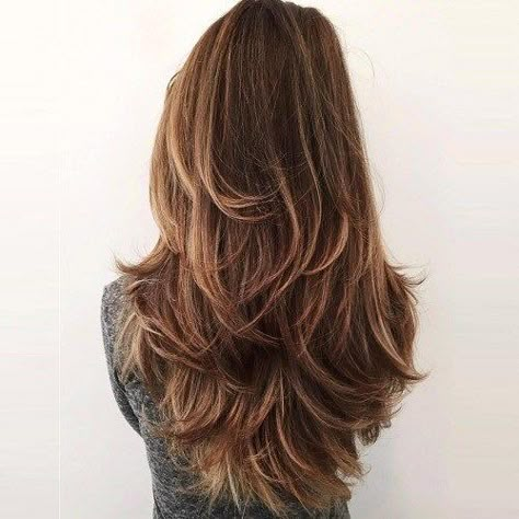 Long Layered V Cut for Thick Hair Layered Thick Hair, Layered Haircuts For Women, Hair Layers, Layered Haircuts With Bangs, Haircuts For Long Hair With Layers, Haircuts Ideas, Vlasové Trendy, Hairstyles For Layered Hair, Long Layered Haircuts