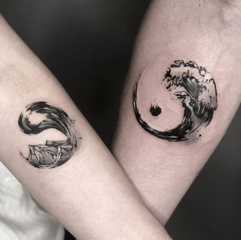 Matching Arm Tattoos, Skull Couple Art, Tattoo Ideas For Couples, Minnie Tattoo, Maching Tattoos, Ying Yang Tattoo, Couple Matching Tattoo, Tattoos Infinity, Panda Tattoo