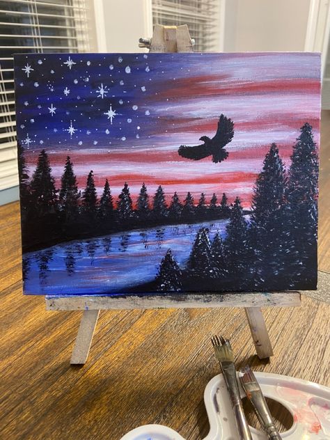 American Flag Painting, Painting Sky, Flag Painting, Paint Parties, Flag Day, Watercolor Painting Techniques, Canvas Painting Diy, Sky Painting, 2024 Christmas