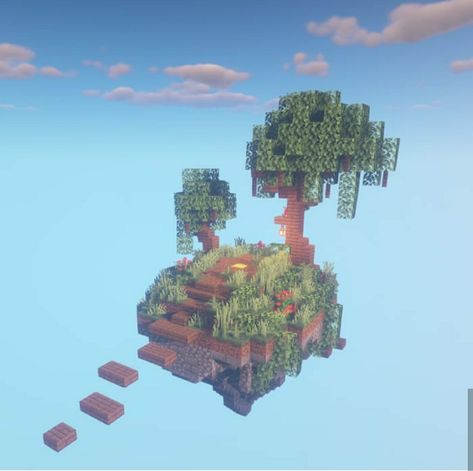 Sky Islands Minecraft, Minecraft Moon Island, Minecraft Building Ideas Floating Island, Minecraft House In The Sky, Minecraft Floating Island Bridge, Minecraft Floating Garden, Floating Island Minecraft Build, Sky Village Minecraft, Sky Minecraft Builds