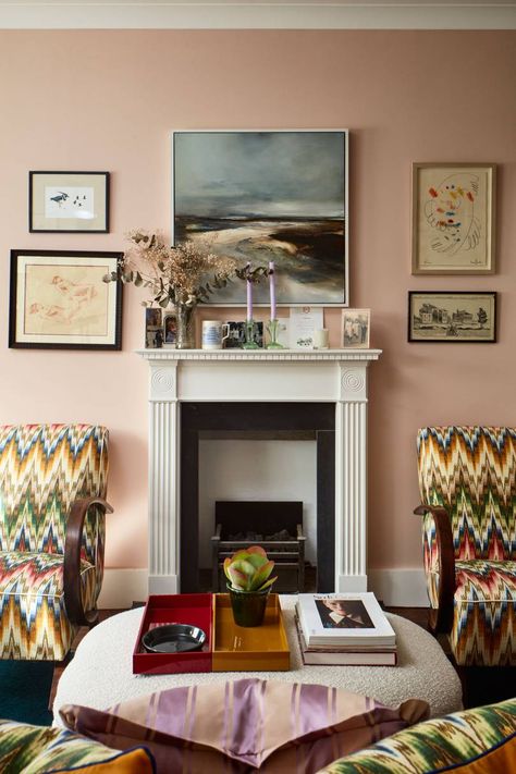 Cath Beckett of Yellow London's flat | House & Garden Dulux Paint Colours, London Houses, Dulux Paint, London Flat, Bentwood Chairs, London Apartment, Lounge Design, Vintage Eclectic, Painted Doors