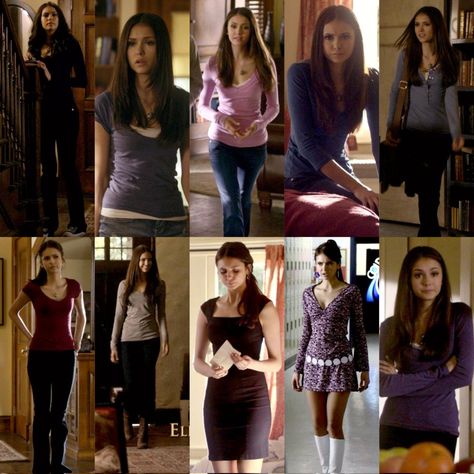 season 2 outfits Elena Gilbert Season 3 Outfits, Elena Gilbert Style Season 1, Elena Gilbert Outfits Dresses, The Vampire Diaries Outfits Inspired, Elana Outfit, Tv Girl Aesthetic Outfits, Vampire Diaries Elena Outfits, Elana From Vampire Diaries Outfits, Elaina Gilbert Outfits