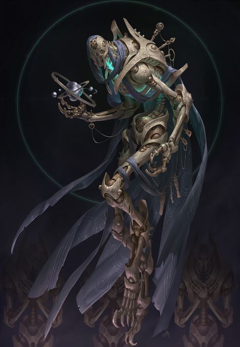 ArtStation - The Council Of Archmage NO.3 -Lead of Soulbinders Dnd Machine Monster, Ancient Robot Concept Art, Techno Magic Concept Art, Clockwork Monster, Dnd Bosses, Steampunk Monster, Clockwork Knight, Monsters Rpg, Arte Steampunk