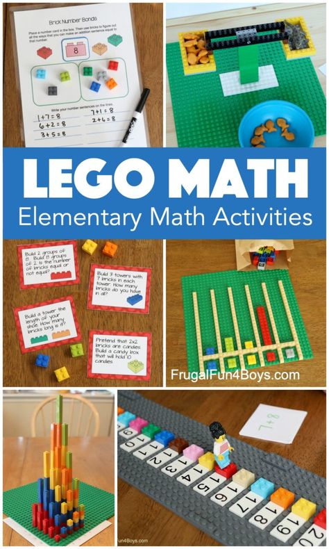 Lego Math First Grade, Homeschool Lego Activities, Maths With Lego, Math Makerspace Activities, Math With Legos, Learning With Legos, Art In Math Elementary, Lego Reading Activities, Math Activities School Age