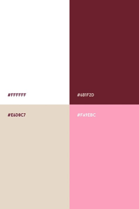 Pink, burgundy, white and beige color palette Red Pink Grey Color Palette, Pink Red Gold Color Palette, Black White Pink Red Color Palette, Burgundy And Pink Aesthetic, Feminine Color Palette Colour Schemes, Valentines Day Color Palette, Valentine Color Palette, Red And Pink Color Palette, Burgundy Colour Palette