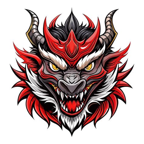 Premium Vector | Black and white red dragon face as a cartoon logo Dragon Face, Il Re Leone, Dragon Images, Harley Davidson Logo, Re Leone, Red Tattoos, Anthro Dragon, Cartoon Logo, Design Embroidery