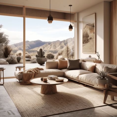 Living room desert modern interior design Modern Desert Home Interiors, Desert Homes Interior, Southwest Interior Design, Desert Living Room, Southwest Interior, Desert Inspired Decor, Modern Southwest Decor, Modern Desert Home, Southwest Modern