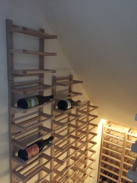 How To Combine Ikea Items To Build Your Own Wine Rack Ikea Wine Shelf, Wine Rack Makeover, Ikea Wine, Ikea Wine Rack, Ikea Hat, Under Stairs Wine Cellar, Ikea Items, Wine Closet, Home Wine Cellars