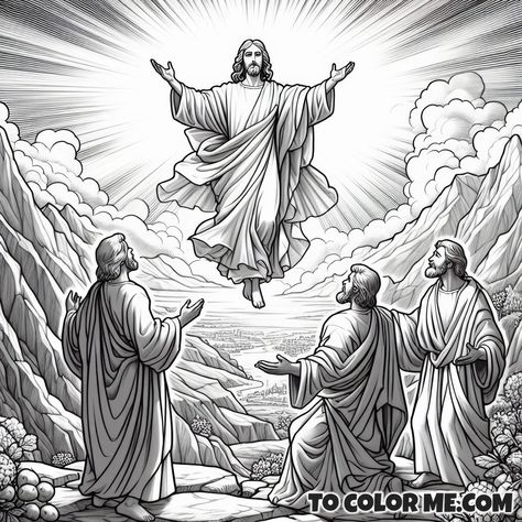 Hear Ye Him: Transfiguration Scene Coloring Book - https://www.tocolorme.com/?p=28870&utm_source=SocialAutoPoster&utm_medium=Social&utm_campaign=Pinterest The Transfiguration Of Jesus, Transfiguration Of Jesus, Peter James, Liturgical Seasons, The Transfiguration, His Clothes, Faith Formation, High Mountain, Bride Of Christ