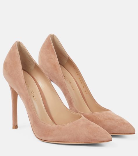 Gianvito 105 Suede Pumps in Beige - Gianvito Rossi | Mytheresa Pop Shoes, Minimal Shoes, Mid Heel Boots, Mid Heels Pumps, Suede Ballet Flats, Mid Heel Sandals, Ankle Boots Flat, Kitten Heel Pumps, Shoe Show