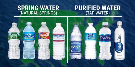 Animated map shows where your bottled water actually comes from. It's mostly purified tap water. Nestle Pure Life, Branded Water Bottle, Aquaponics Fish, Camping Inspiration, Natural Spring Water, Alcohol Detox, Water Branding, Bottled Water, Purified Water