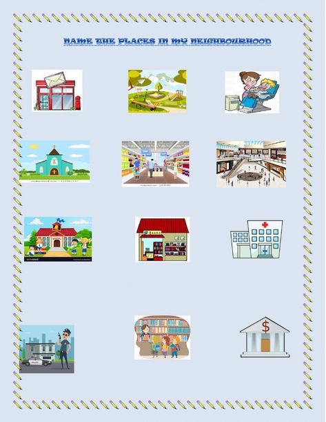 Vocabulary online worksheet for Grade 2. You can do the exercises online or download the worksheet as pdf. Our Neighbourhood Worksheets, Places In The Community, My Neighbourhood, Science Vocabulary, Kindergarten Learning Activities, 2nd Grade Worksheets, Crazy Hats, Community Helpers, Kindergarten Learning