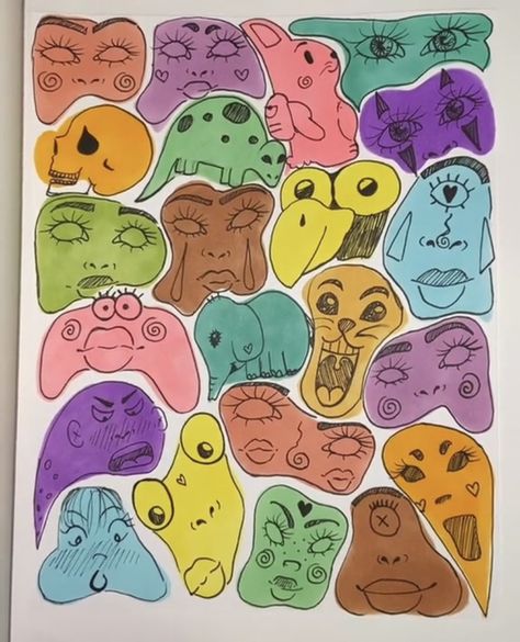 Watercolor Blob Art, Blobs Drawing, Blob Drawing, 2024 Journaling, Blob Art, Journal Affirmations, Face Doodles, Tons Of Money, Indie Drawings