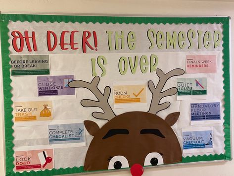 Finals Week Ra Board, Holiday Resident Event Ideas, December Bulletin Boards College, Christmas Ra Bulletin Board Ideas, Christmas Bulletin Board Ideas Ra, Rudolph Bulletin Board, Fall Ra Board Ideas, Holiday Bulletin Boards For Work, Christmas Ra Bulletin Board