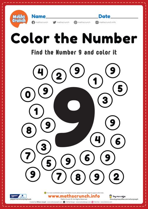 Number worksheets for preschool number 9 coloring | Maths Crunch 9 Worksheets Preschool, Number 9 Preschool Activities, Number 9 Activity For Preschool, Number 9 Crafts For Preschool, Number 9 Activities For Preschool, Number 9 Worksheets For Preschool, Number 9 Craft, Number 9 Worksheet, Number Activities For Preschoolers