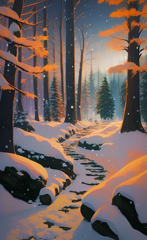 Snowy Forest Drawing, Snowy Background Drawing, Modern Christmas Wallpaper Iphone, Landscape Illustration Wallpaper, Winter Phone Backgrounds, Winter Digital Art, Winter Wallpapers, Winter Illustration, Christmas Phone Wallpaper